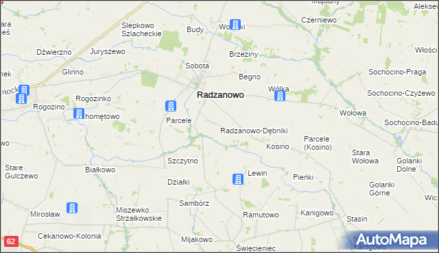 mapa Radzanowo-Dębniki, Radzanowo-Dębniki na mapie Targeo