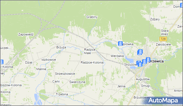 mapa Radzice Duże, Radzice Duże na mapie Targeo