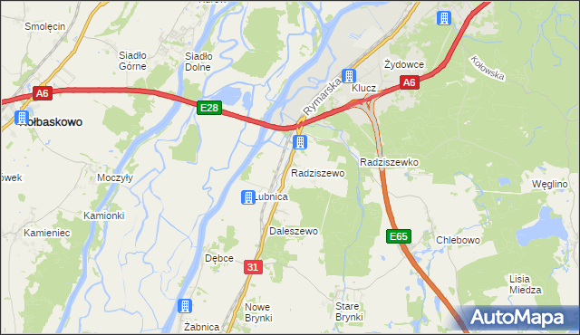 mapa Radziszewo gmina Gryfino, Radziszewo gmina Gryfino na mapie Targeo