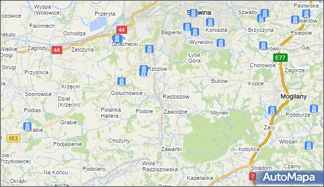 mapa Radziszów, Radziszów na mapie Targeo