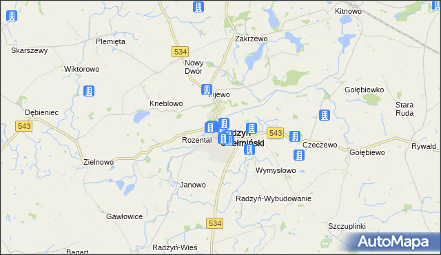 mapa Radzyń Chełmiński, Radzyń Chełmiński na mapie Targeo