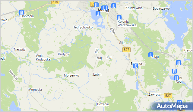 mapa Raj gmina Morąg, Raj gmina Morąg na mapie Targeo