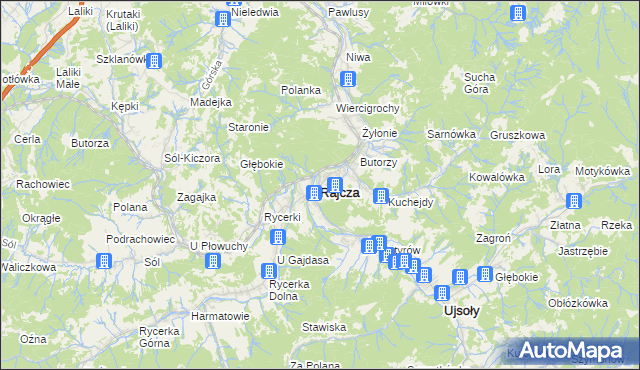 mapa Rajcza, Rajcza na mapie Targeo