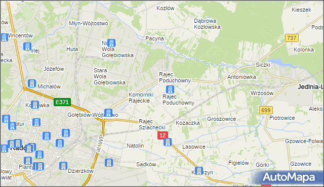 mapa Rajec Poduchowny, Rajec Poduchowny na mapie Targeo