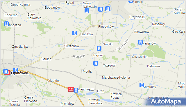 mapa Rajsko gmina Opatówek, Rajsko gmina Opatówek na mapie Targeo