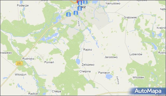 mapa Rajsko gmina Recz, Rajsko gmina Recz na mapie Targeo