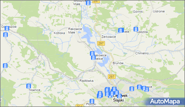 mapa Rakowice Wielkie, Rakowice Wielkie na mapie Targeo