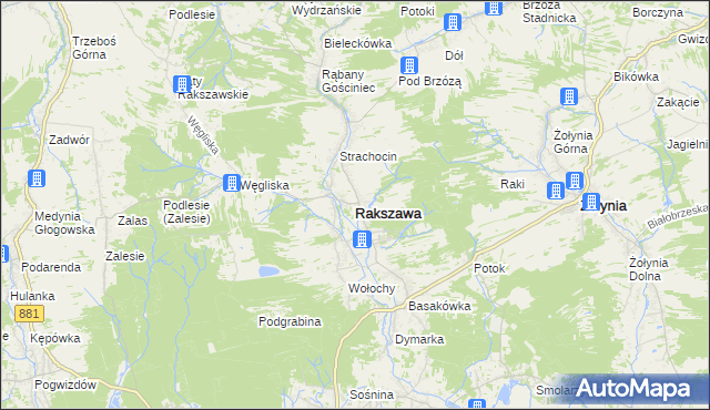 mapa Rakszawa powiat łańcucki, Rakszawa powiat łańcucki na mapie Targeo