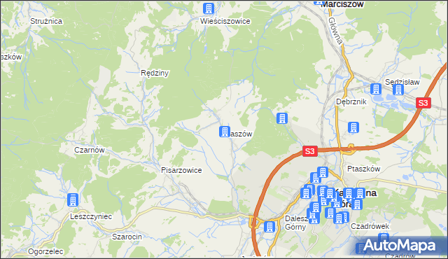 mapa Raszów gmina Kamienna Góra, Raszów gmina Kamienna Góra na mapie Targeo