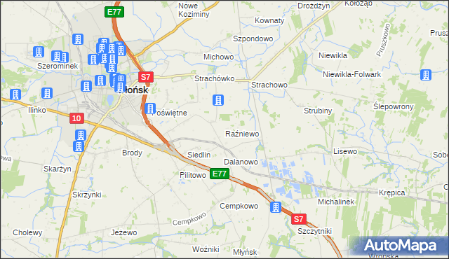 mapa Raźniewo, Raźniewo na mapie Targeo