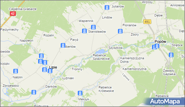 mapa Rębielice Szlacheckie, Rębielice Szlacheckie na mapie Targeo