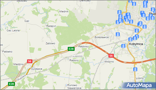 mapa Reblinko, Reblinko na mapie Targeo