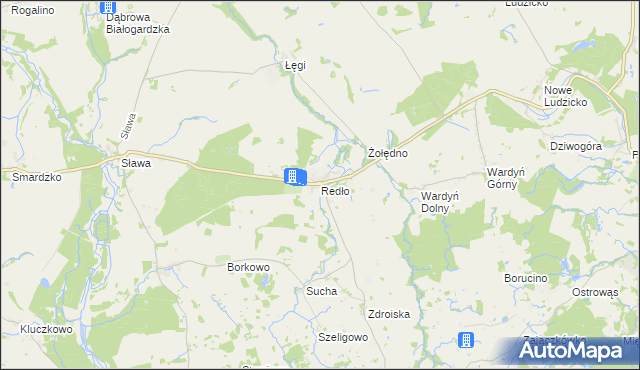 mapa Redło gmina Połczyn-Zdrój, Redło gmina Połczyn-Zdrój na mapie Targeo