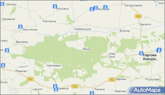 mapa Rejna, Rejna na mapie Targeo