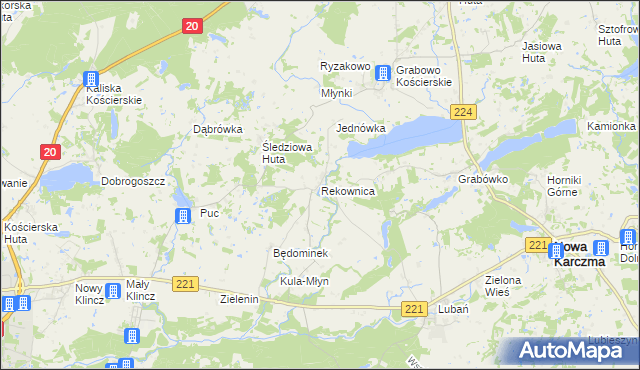 mapa Rekownica gmina Nowa Karczma, Rekownica gmina Nowa Karczma na mapie Targeo