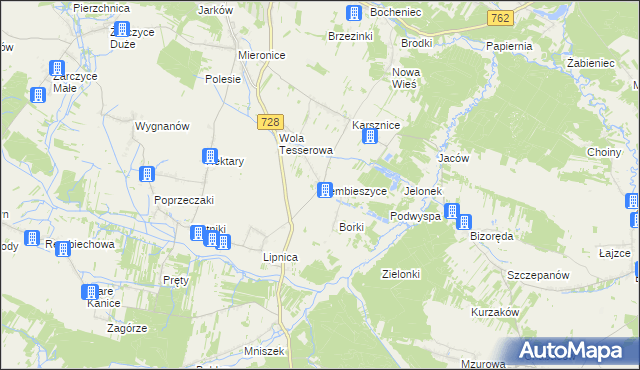 mapa Rembieszyce, Rembieszyce na mapie Targeo