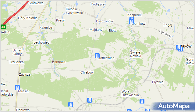 mapa Retniowiec, Retniowiec na mapie Targeo