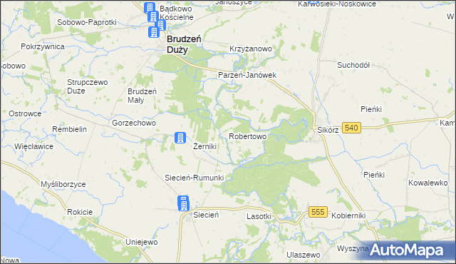 mapa Robertowo, Robertowo na mapie Targeo
