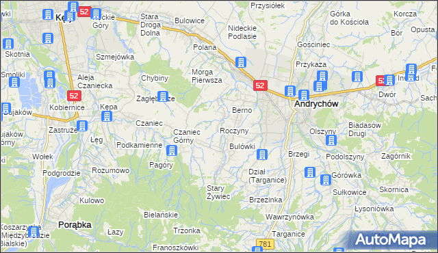 mapa Roczyny, Roczyny na mapie Targeo