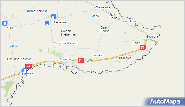 mapa Rogalin gmina Horodło, Rogalin gmina Horodło na mapie Targeo