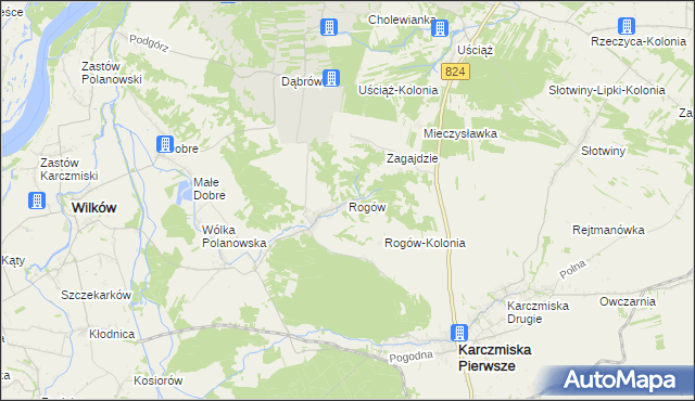 mapa Rogów gmina Wilków, Rogów gmina Wilków na mapie Targeo