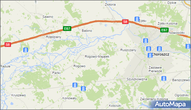 mapa Rogówek gmina Choroszcz, Rogówek gmina Choroszcz na mapie Targeo