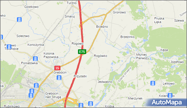 mapa Rogówko gmina Lubicz, Rogówko gmina Lubicz na mapie Targeo