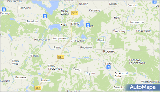 mapa Rogówko gmina Rogowo, Rogówko gmina Rogowo na mapie Targeo