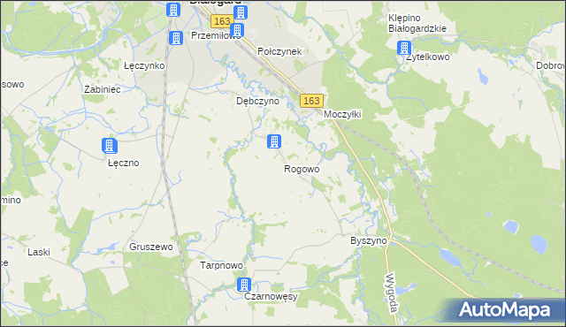 mapa Rogowo gmina Białogard, Rogowo gmina Białogard na mapie Targeo