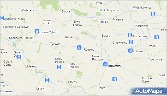 mapa Rogowo gmina Bulkowo, Rogowo gmina Bulkowo na mapie Targeo
