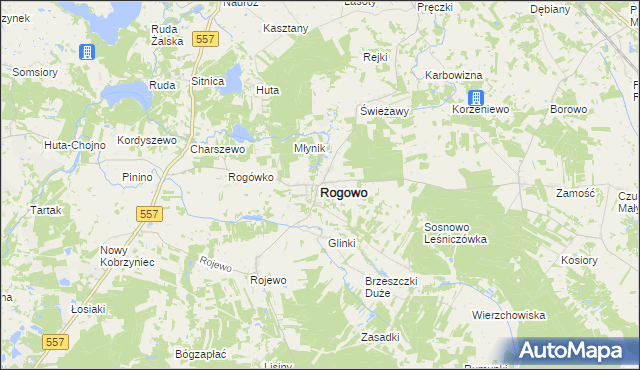 mapa Rogowo powiat rypiński, Rogowo powiat rypiński na mapie Targeo