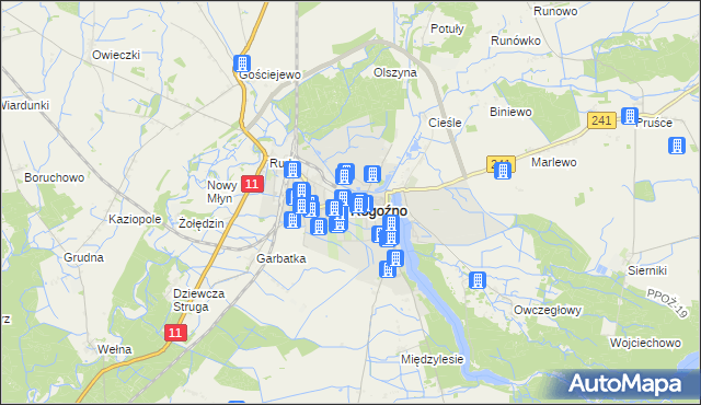 mapa Rogoźno powiat obornicki, Rogoźno powiat obornicki na mapie Targeo
