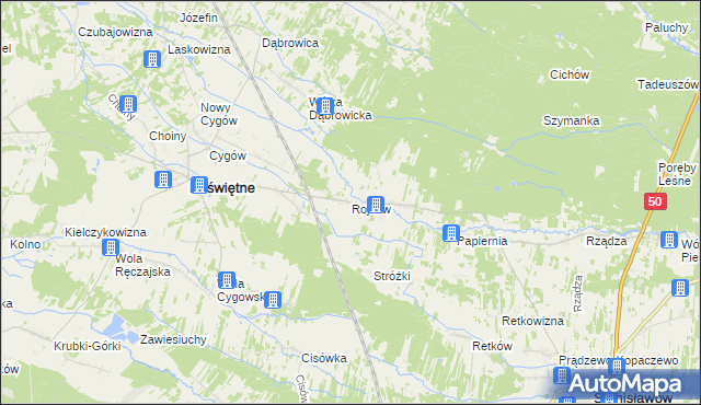 mapa Rojków gmina Poświętne, Rojków gmina Poświętne na mapie Targeo