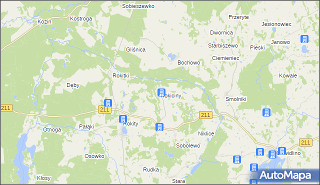mapa Rokiciny gmina Czarna Dąbrówka, Rokiciny gmina Czarna Dąbrówka na mapie Targeo