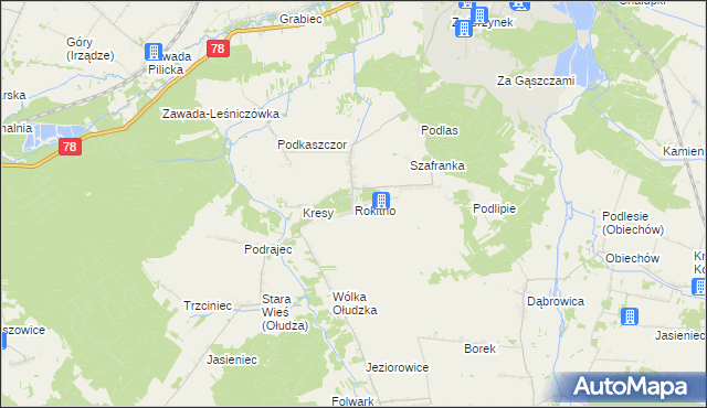 mapa Rokitno gmina Szczekociny, Rokitno gmina Szczekociny na mapie Targeo