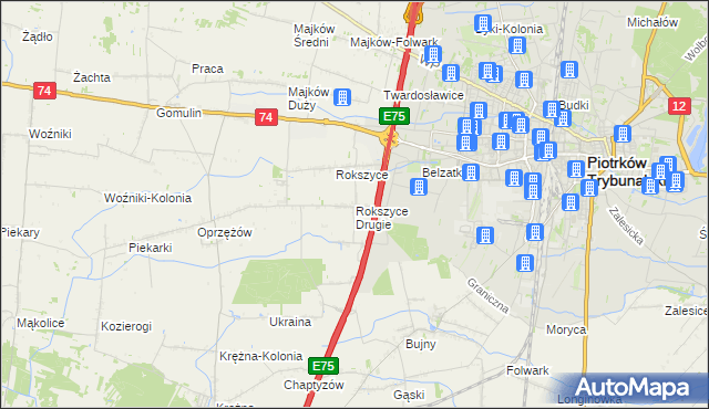 mapa Rokszyce Drugie, Rokszyce Drugie na mapie Targeo