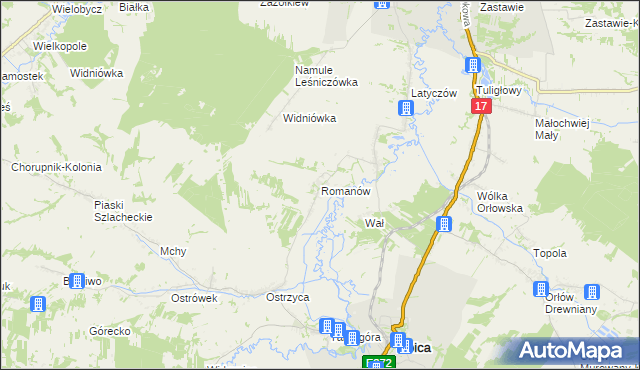 mapa Romanów gmina Izbica, Romanów gmina Izbica na mapie Targeo