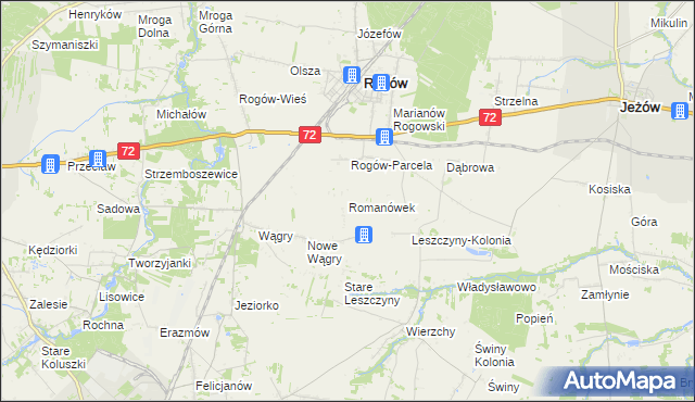 mapa Romanówek, Romanówek na mapie Targeo