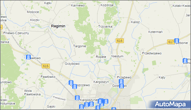 mapa Ropele, Ropele na mapie Targeo