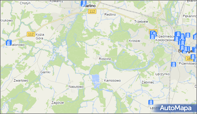 mapa Rościno, Rościno na mapie Targeo