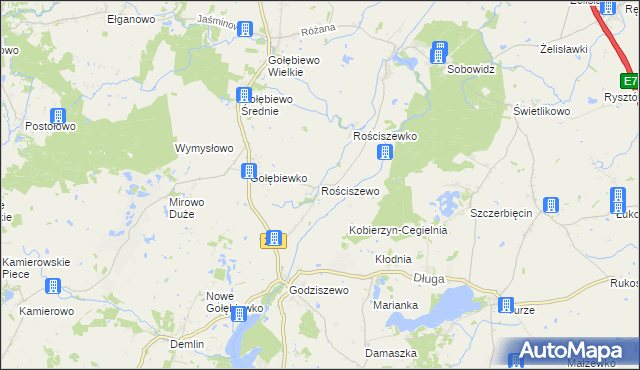 mapa Rościszewo gmina Trąbki Wielkie, Rościszewo gmina Trąbki Wielkie na mapie Targeo