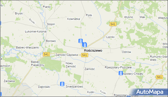 mapa Rościszewo powiat sierpecki, Rościszewo powiat sierpecki na mapie Targeo