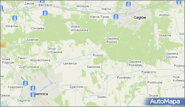 mapa Rososz gmina Cegłów, Rososz gmina Cegłów na mapie Targeo