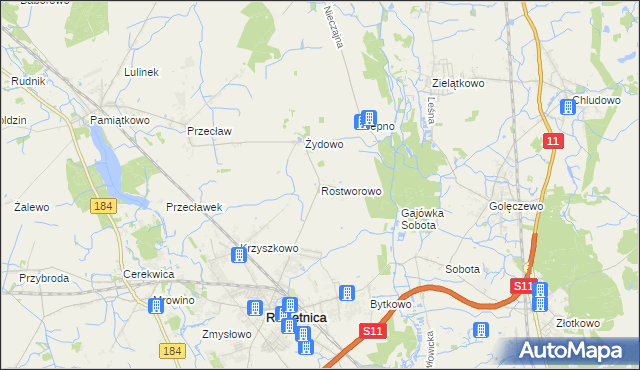 mapa Rostworowo, Rostworowo na mapie Targeo