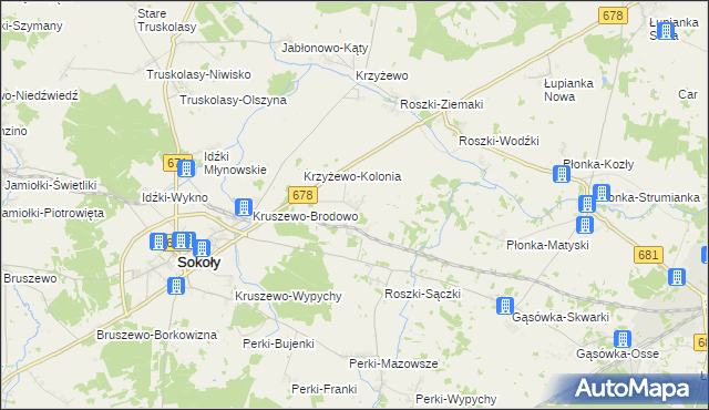 mapa Roszki-Chrzczony, Roszki-Chrzczony na mapie Targeo