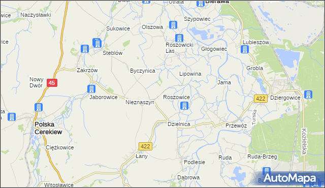 mapa Roszowice, Roszowice na mapie Targeo