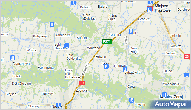 mapa Równe gmina Dukla, Równe gmina Dukla na mapie Targeo