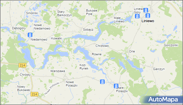 mapa Równe gmina Liniewo, Równe gmina Liniewo na mapie Targeo