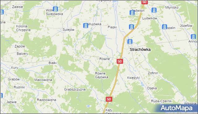 mapa Równe gmina Strachówka, Równe gmina Strachówka na mapie Targeo