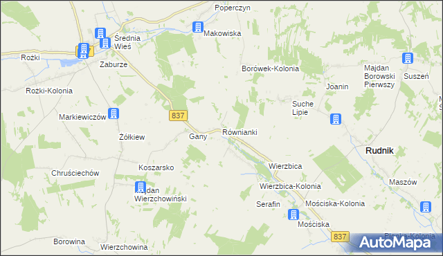 mapa Równianki, Równianki na mapie Targeo